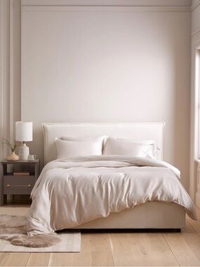 New Quince Bamboo Duvet Cover Set Full/Queen - Sand MSRP $134